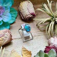 Load image into Gallery viewer, 138 - Sterling Silver Egyptian Turquoise Medicine Man Eye Stamped Stacking Ring by Jason Ogg