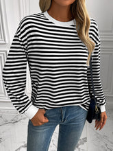 Load image into Gallery viewer, Ivy Lane Striped Round Neck Long Sleeve Sweatshirt