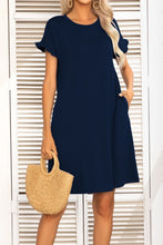 Load image into Gallery viewer, Flounce Sleeve Round Neck Dress with Pockets