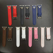 Load image into Gallery viewer, Double Triangle Monogram Label Leather Apple Watch Band