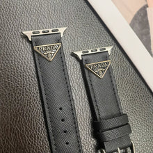 Load image into Gallery viewer, Double Triangle Monogram Label Leather Apple Watch Band
