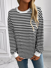 Load image into Gallery viewer, Ivy Lane Striped Round Neck Long Sleeve Sweatshirt