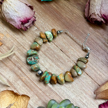 Load image into Gallery viewer, Green Turquoise Nugget Bracelet with Sterling Silver Pearls – 7” + Extender