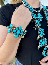 Load image into Gallery viewer, Complete Squash Blossom Set – Kingman Turquoise – Sterling Silver – Navajo Made by Wilson Dawes