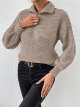 Load image into Gallery viewer, Honey Half Zip Dropped Shoulder Sweater