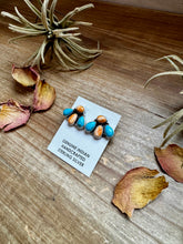 Load image into Gallery viewer, Stud Earrings – Orange Spiny &amp; Turquoise (Stamped Marcella James)