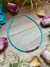 Load image into Gallery viewer, 14” Vibrant Choker – Turquoise, Spiny Oyster &amp; Sterling Silver