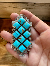 Load image into Gallery viewer, Big Ring - adjustable - kingman turquoise ring and sterling silver
