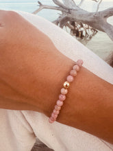 Load image into Gallery viewer, Natural Pink Rhodonite + 14k Gold Filled || Stretch Bracelet