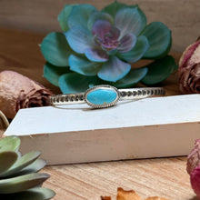 Load image into Gallery viewer, 121 Sterling Silver Kingman Turquoise Stamped Stacking Cuff by Jason Ogg
