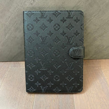 Load image into Gallery viewer, 3D Embossed Canvas Monogram Holster Apple iPad Flip Cover With Stand Function