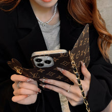 Load image into Gallery viewer, Stylish LV Print Multifunctional iPhone Crossbody Case - with Chain Strap, Stand &amp; Card Slots