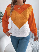 Load image into Gallery viewer, Contrast Round Neck Long Sleeve Sweater