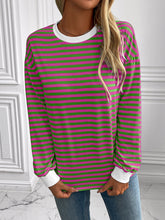 Load image into Gallery viewer, Ivy Lane Striped Round Neck Long Sleeve Sweatshirt