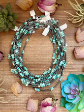 Load image into Gallery viewer, 16.5” Sky Blue Lone Mountain Turquoise Nugget Necklace – 3mm Sterling Silver Pearls