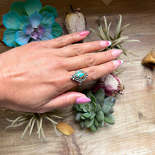 Load image into Gallery viewer, 135 - Sterling Silver Easter Blue Turquoise Medicine Man Eye Stamped Stacking Ring by Jason Ogg