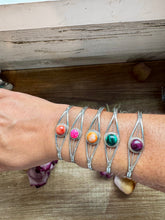 Load image into Gallery viewer, Multistone Cuff Bracelet – Malachite, Spiny Oyster, or Pink Opal – Sterling Silver - pick yours