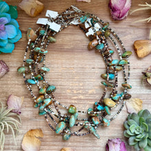Load image into Gallery viewer, 22” Chunky Turquoise &amp; Dark Brown Shell Heishi Necklace