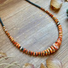 Load image into Gallery viewer, 22” Orange &amp; Turquoise Graduated Necklace