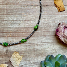 Load image into Gallery viewer, Green Nugget Turquoise &amp; Sterling Silver Pearl Necklace