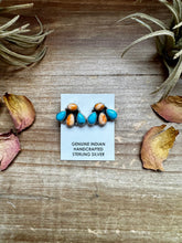 Load image into Gallery viewer, Stud Earrings – Orange Spiny &amp; Turquoise (Stamped Marcella James)