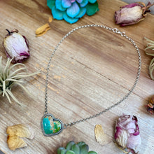 Load image into Gallery viewer, 101 - Sterling Silver Kingman Turquoise Heart Bar Necklace by Jason Ogg