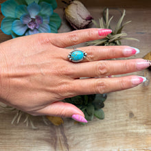 Load image into Gallery viewer, 136 - Sterling Silver Blue Ridge Turquoise Medicine Man Eye Stamped Stacking Ring by Jason Ogg