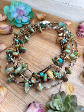 Load image into Gallery viewer, 22” Chunky Turquoise &amp; Dark Brown Shell Heishi Necklace
