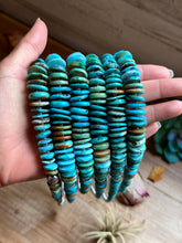 Load image into Gallery viewer, Tri-Color Turquoise Graduated Necklace with Hematite &amp; Sterling Silver Accents – 23”