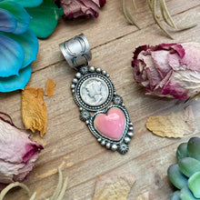 Load image into Gallery viewer, 75 - Sterling Silver Pink Conch &amp; Mercury Dime Pendant by Shay Pfeiffer