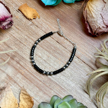 Load image into Gallery viewer, Black Onyx &amp; Sterling Silver Bracelet – 6 1/4"  – 5mm