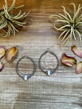 Load image into Gallery viewer, Smaller Sterling Silver Pearls Hoops with Pink Conch