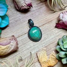 Load image into Gallery viewer, MJ Green Turquoise Sterling Silver Pendant – Free Form Round