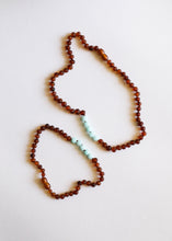 Load image into Gallery viewer, Raw Cognac Baltic Amber + Amazonite || Necklace Set