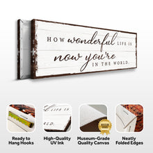 Load image into Gallery viewer, How Wonderful Life Is Now You're In The World Sign IV