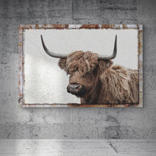 Load image into Gallery viewer, Natural Rustic Highland Cow Canvas Wall Art