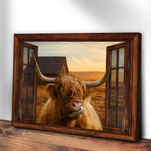 Load image into Gallery viewer, Highland Cow Window View Canvas Wall Art
