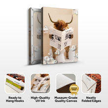 Load image into Gallery viewer, Highland Cow Reading Newspaper Canvas Wall Art