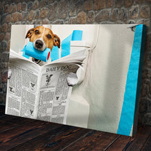 Load image into Gallery viewer, Dog Reading Newspaper On Toilet Canvas Wall Art