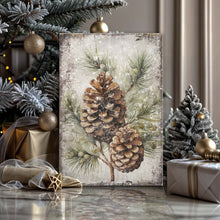 Load image into Gallery viewer, Vintage Winter Pine Cone Christmas Wall Art II