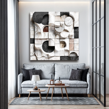 Load image into Gallery viewer, Abstract Black &amp; White Wall Sculpture Wall Art