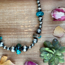 Load image into Gallery viewer, 22” Massive Turquoise Rondelle Necklace – Sterling Silver Pearls
