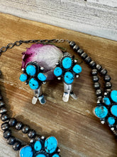 Load image into Gallery viewer, Complete Squash Blossom Set – Kingman Turquoise – Sterling Silver – Navajo Made by Wilson Dawes