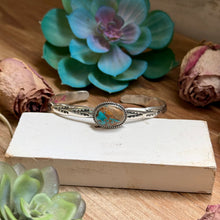 Load image into Gallery viewer, 120 Sterling Silver Easter Blue Turquoise Stamped Stacking Cuff by Jason Ogg
