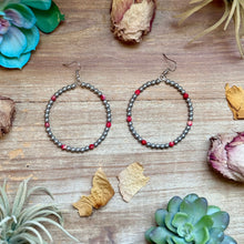 Load image into Gallery viewer, Pink Variscite &amp; Silver-Plated Hoop Earrings
