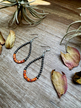 Load image into Gallery viewer, Teardrop Earrings – Sterling Silver Pearl &amp; Orange Spiny Oyster