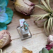 Load image into Gallery viewer, 133 - Sterling Silver Ribbon Royston Turquoise Medicine Man Eye Stamped Stacking Ring by Jason Ogg