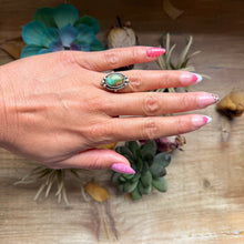 Load image into Gallery viewer, 124 - Sterling Silver Royston Turquoise Medicine Man Eye Stamped Stacking Ring by Jason Ogg