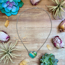 Load image into Gallery viewer, 101 - Sterling Silver Kingman Turquoise Heart Bar Necklace by Jason Ogg