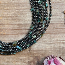 Load image into Gallery viewer, 15” African Turquoise Star Necklace – Sterling Silver Pearls